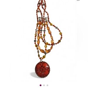 Elegant Red and Gold Beaded Necklace 2/$25